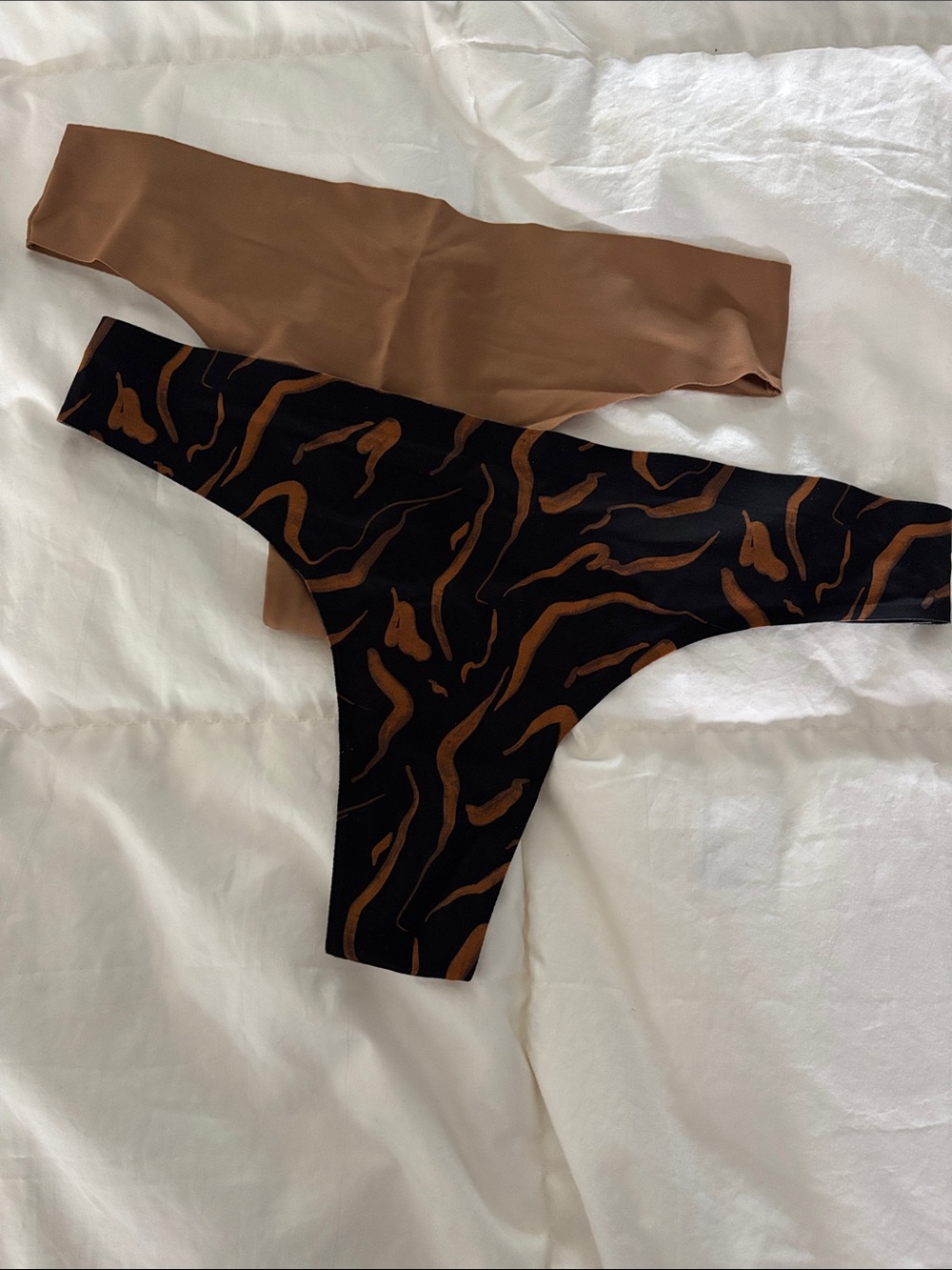 Seamless Brown & Black Tiger-Print Thong Bottoms